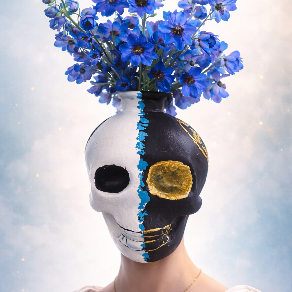 Fracture Vase- Sculptural Skull Object