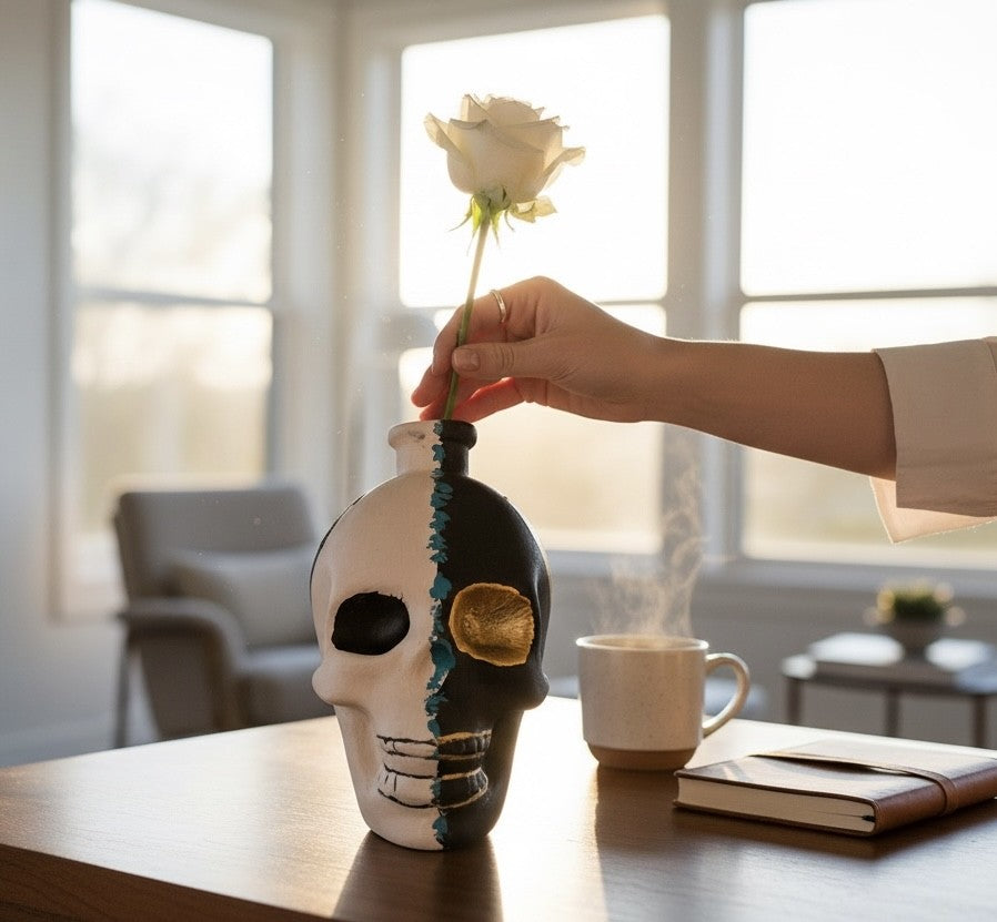 Fracture Vase- Sculptural Skull Object