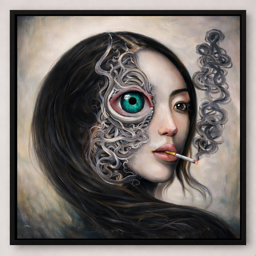The One Who Sees is a hand-painted piece from the Zoe Arte Originals series.