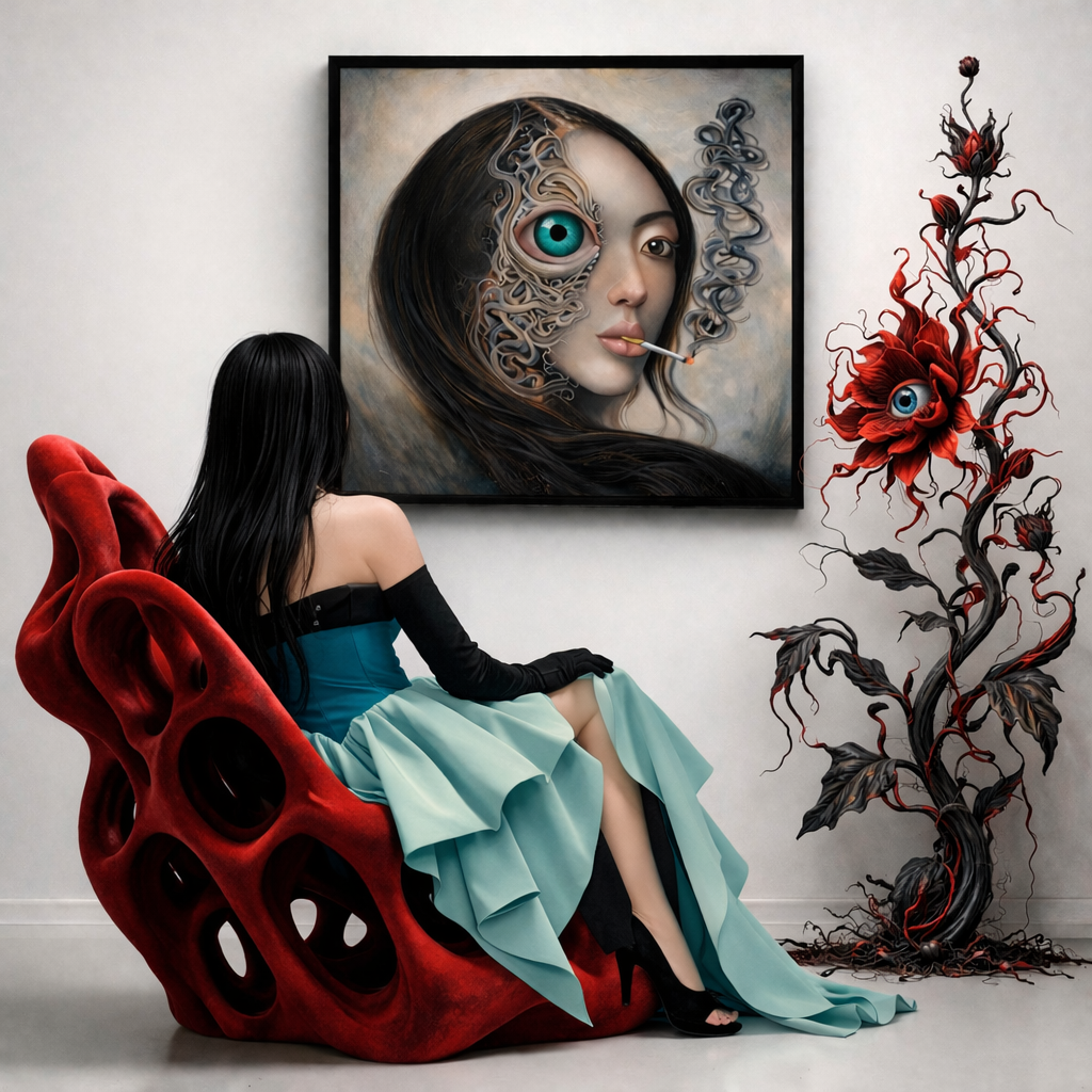 The One Who Sees is a hand-painted piece from the Zoe Arte Originals series.