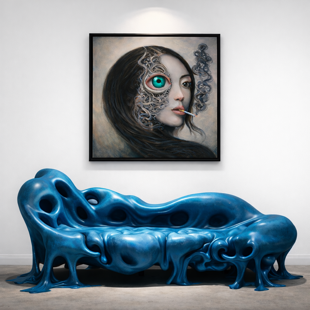 The One Who Sees is a hand-painted piece from the Zoe Arte Originals series.