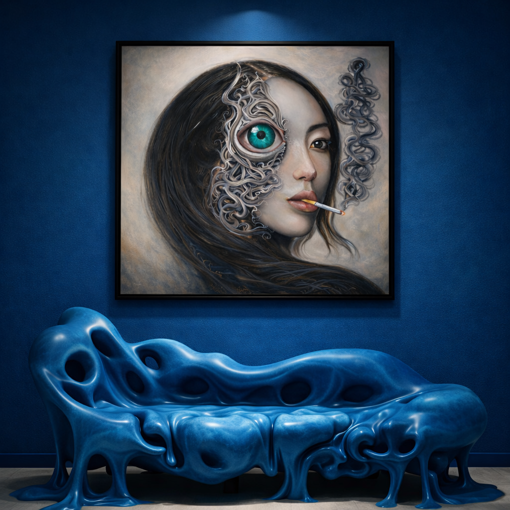 The One Who Sees is a hand-painted piece from the Zoe Arte Originals series.